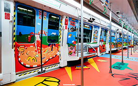 深圳地鐵內(nèi)包車廣告案例分享——麥當(dāng)勞麥樂(lè)雞40周年四小福專屬列車發(fā)車！